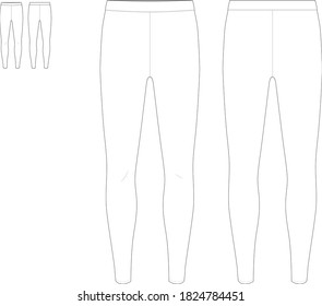 technical drawing fashion flat men tights leggings front and back view