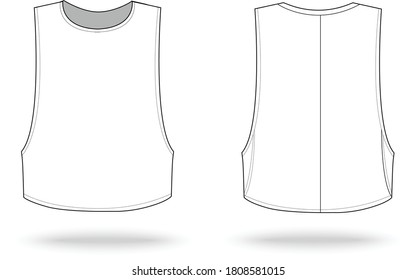 technical drawing fashion flat of women sports bra front and back view