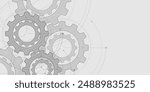 Technical drawing of gears .Mechanical Engineering background . Technology Banner. Vector illustration.