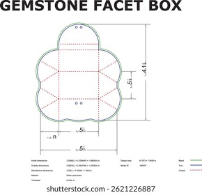 Technical Drawing Of A Gemstone Facet Box Design With Dimensions