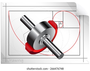 Technical Drawing with Golden Proportion - Illustration