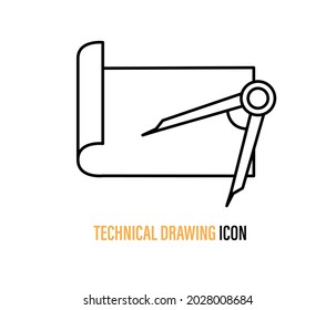 technical drawing icon. architectural plan sign vector graphics. A linear pattern on a white background.