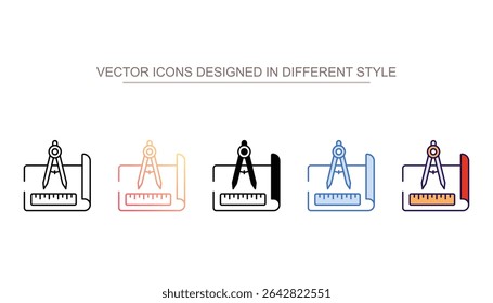 Technical Drawing icon design with white background stock illustration