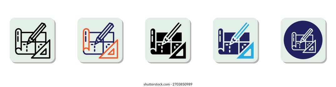 Technical Drawing Icon Multi Style Vector Illustration