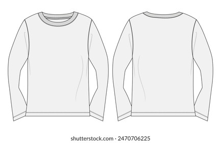 Technical drawing long sleeve t shirt vector illustration template front and back views