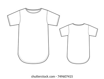 technical drawing of long t-shirt 