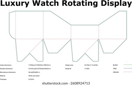 Technical Drawing Of A Luxury Watch Rotating Display Box Blueprint