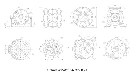 Technical drawing .Mechanical Engineering background .Technology banner.Vector illustration .