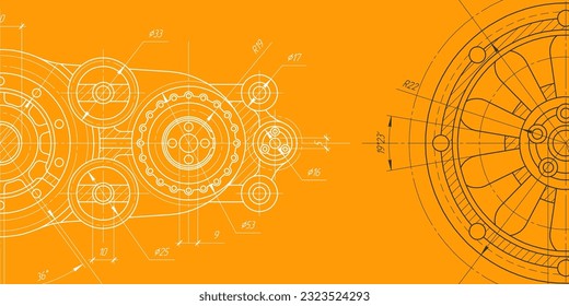 Technische Zeichnung .Maschinenbau Hintergrund .Technologie-Banner.Vektorgrafik .