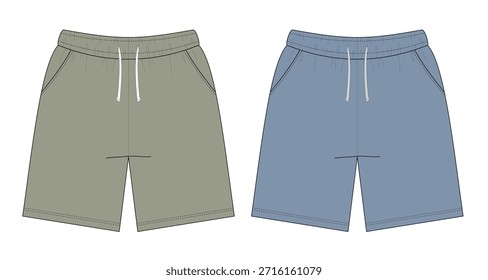 Dibujo técnico de los pantalones cortos de los hombres