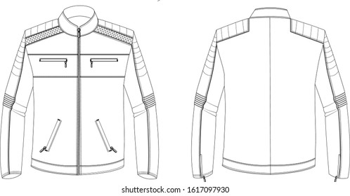 Technical Drawing Menswear Fashion Leather jacket. EPS10 illustration.