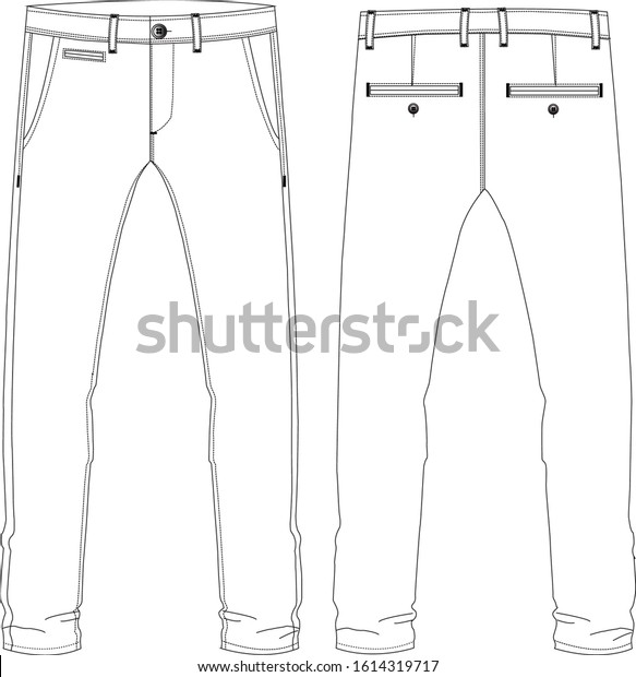 Technical Drawing Menswear Pants Eps10 Illustration Stock Vector ...