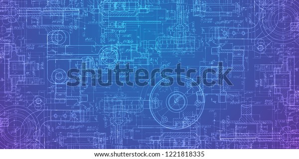 Technical drawing on a gradient\
background.Mechanical Engineering\
drawing