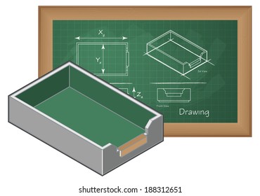 Technical Drawing on Green Board - Illustration