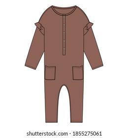 technical drawing of overalls for children
