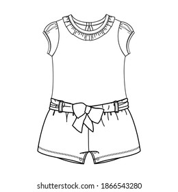 technical drawing of overalls for children
