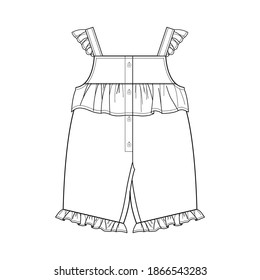 technical drawing of overalls for children
