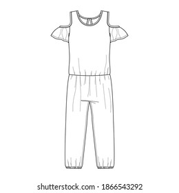 technical drawing of overalls for children
