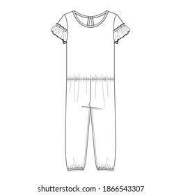 technical drawing of overalls for children
