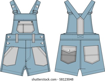 technical drawing of overalls for children