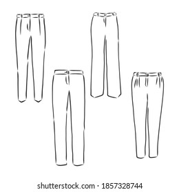 technical drawing of pants, pants vector sketch illustration