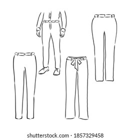 technical drawing of pants, pants vector sketch illustration