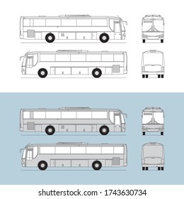 Technical drawing of passenger bus for lettering, ideal for sign makers and graphic designers