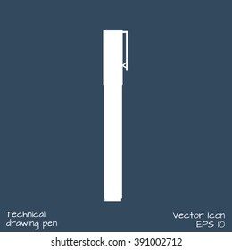 Technical drawing pen icon. Vector illustration, EPS 10. Easily edit paths and color.
