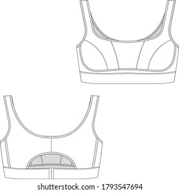 technical drawing for a sample of a sports bra or sports top