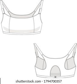 technical drawing for a sample of a sports bra or sports top with velcro straps