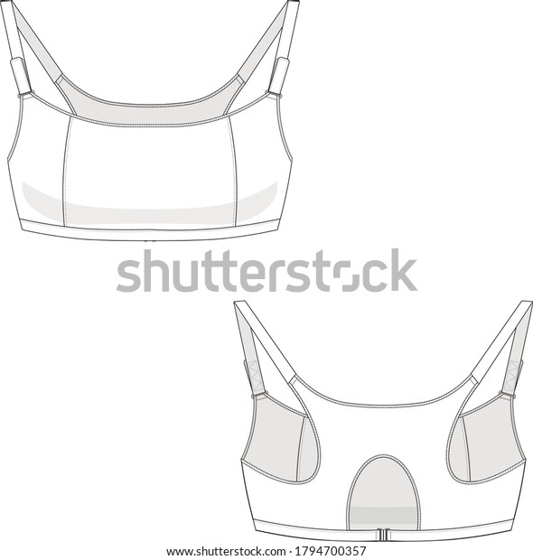 technical drawing for a sample of a sports bra or sports top with