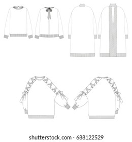 technical drawing set of sweater  vector illustration 