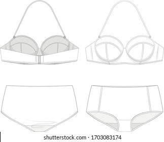 Technical Drawing Set Twopieces Swimsuit Model Stock Vector (Royalty ...