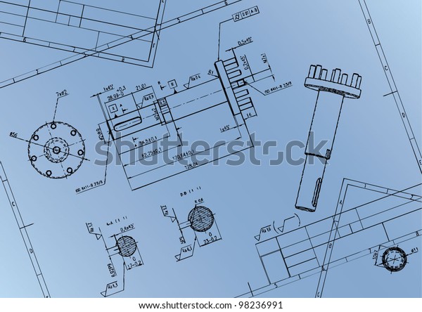 Technical Drawing Shaft Axial Piston Pump Stock Vector (Royalty Free ...