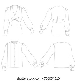 technical drawing sketch blouse vector illustration 