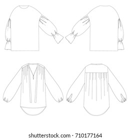 technical drawing sketch blouse vector illustration 
