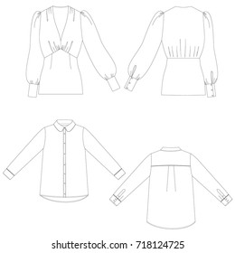 technical drawing sketch blouse vector illustration 