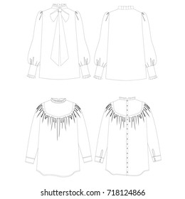 technical drawing sketch blouse vector illustration 