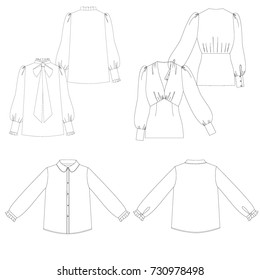 technical drawing sketch blouse vector illustration 