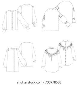 technical drawing sketch blouse vector illustration 
