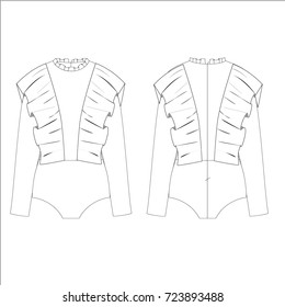 technical drawing sketch body vector illustration 