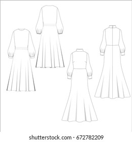 technical drawing sketch dress vector illustration