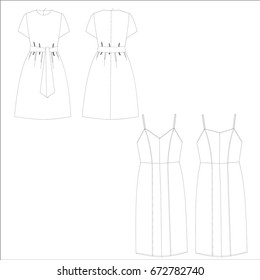 technical drawing sketch dress vector illustration