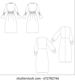 technical drawing sketch dress vector illustration