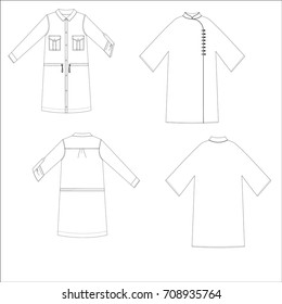 technical drawing sketch dress vector illustration 