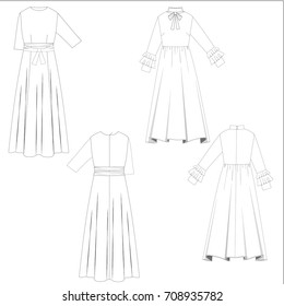 technical drawing sketch dress vector illustration 