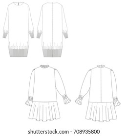 technical drawing sketch dress vector illustration 