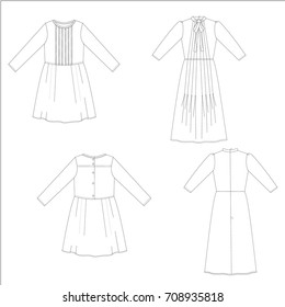 technical drawing sketch dress vector illustration 
