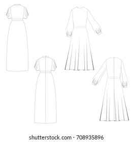 technical drawing sketch dress vector illustration 