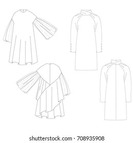 technical drawing sketch dress vector illustration 
